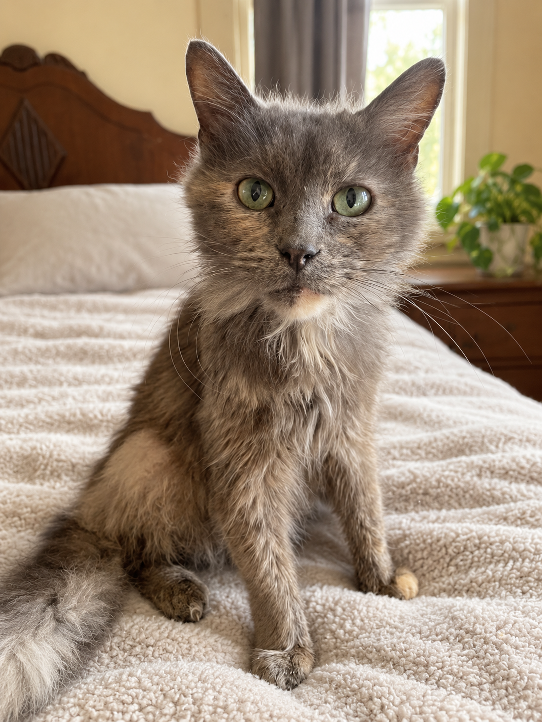 Little Mama, a gray Lifetime Care resident who recovered from a severe injury
